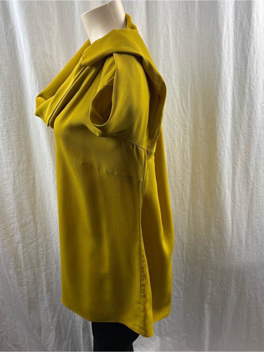 Elena Miro Yellow Mustard Silk Draped Neck Top Size 18 - Picture 4 of 11